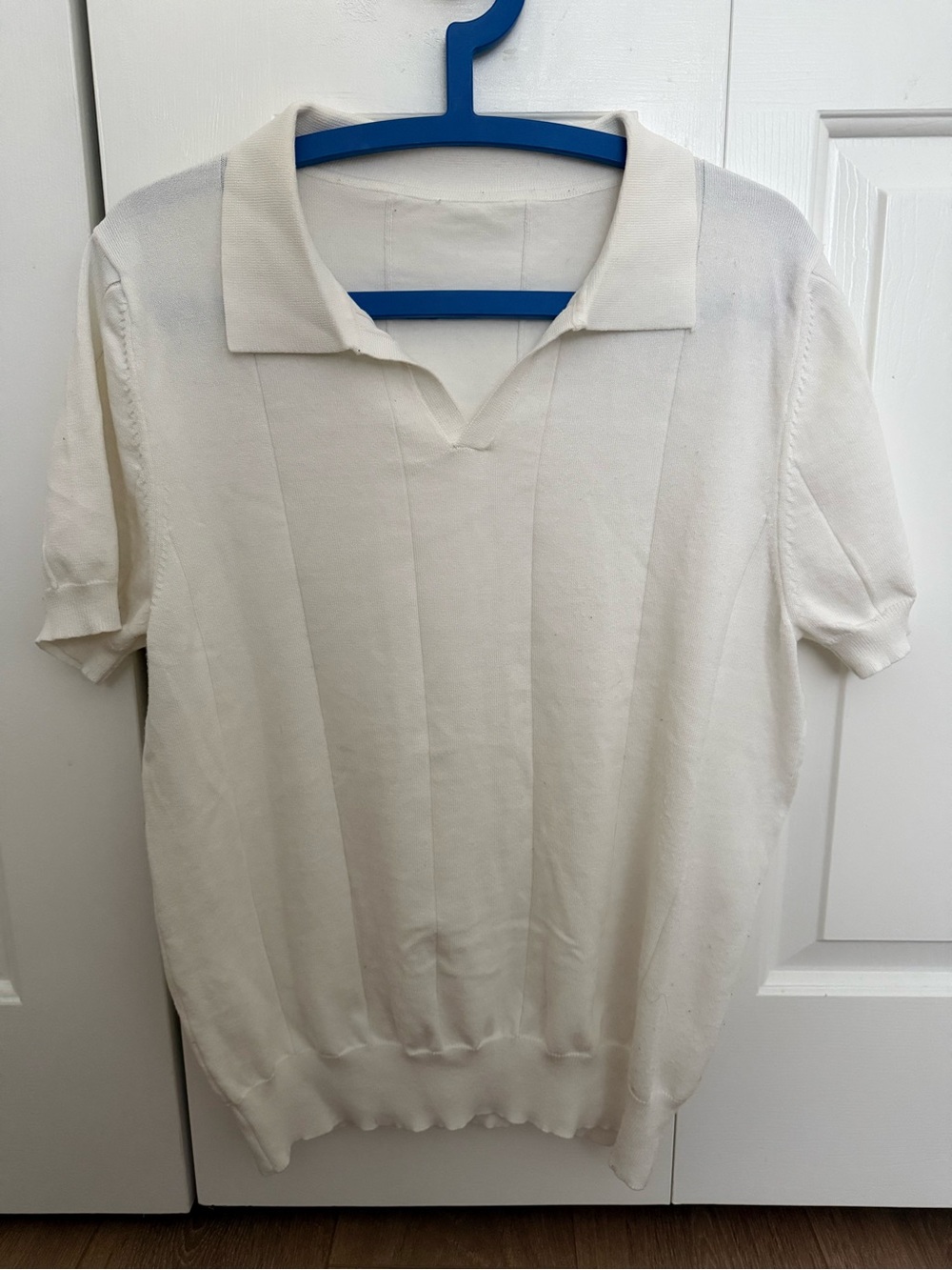 Men's Cream Short-Sleeve Polo Knit Shirt